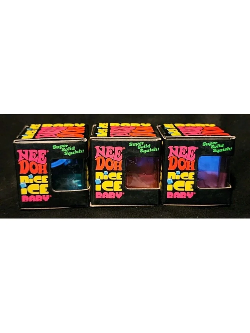Schylling NeeDoh Nice Ice Baby Mini Sensory Squish Cube 3-Pack Blue Purple Pink
